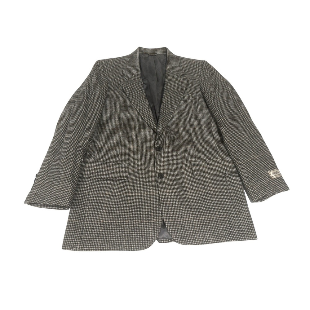 VTG Bill Blass 100% Camel Hair Sport Coat Men's 42LG Glen Plaid Blazer USA NWOT
